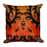 Paisley Border Warm Orange & Black Square Pillow