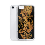 Surfboard Retro Hawaiian Print in Black Cell Phone Case - Fits iPhone X and Other Sizes 5-X