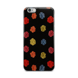 Flower Dots on Black Cell Phone Case - Fits iPhone X and Other Sizes 5-X