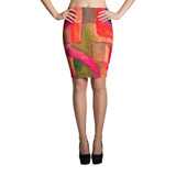 Modern Painting Spandex Bodycon Stretch Pencil Skirt