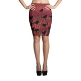 Winter Song Birds Spandex Bodycon Stretch Pencil Skirt