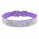 Bling Rhinestone Suede Leather Pet Collar