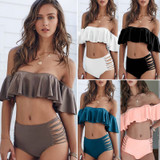 Off-Shoulder Hollow Out Push Up Swimwear