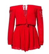 Offshoulder Lace Up Rompers