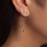 Long Tassel Crystal Earrings