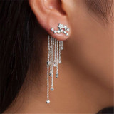 Long Tassel Crystal Earrings
