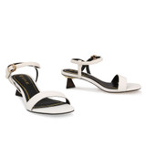 Ankle Strap Square Toe Elastic Closure Animal Texture Print Pyramid Spool Heel Sandals Green/White/Black