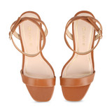 Ankle Strap Square Toe Elastic Closure Heeled Sandals Black/ Brown