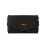 Pattern Cut Carved Black Clutch Purse Shoulder Chain
