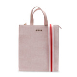 Fabric Tall Rectangular Shape Striped Strap Back Zip Tote Bag