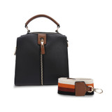 Vertical Middle Zip Top Handle Stripped Shoulder Strap Backpack