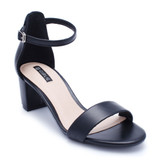 Upper Band Open Toe Ankle Strap Elastic Closure Block Heel Sandals