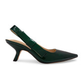 Elegant Bow Side Slingback Mule Sandal Medium Luigi XV Heel Patent Leather Elastic Closure