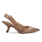 Elegant Bow Side Slingback Mule Sandal Elastic Closure Low Heel Patent Leather