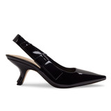 Elegant Bow Side Slingback Mule Sandal Elastic Closure  Low Heel Patent Leather
