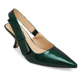 Elegant Bow Side Slingback Mule Sandal Elastic Closure  Low Heel Patent Leather