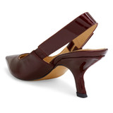 Elegant Bow Side Slingback Mule Sandal Elastic Closure  Low Heel Patent Leather