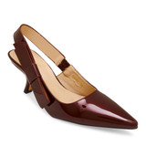 Elegant Bow Side Slingback Mule Sandal Elastic Closure  Low Heel Patent Leather