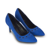 Suede Top Front Triangle Cut Out Detail High Heel Court Shoes
