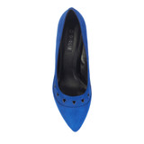 Suede Top Front Triangle Cut Out Detail High Heel Court Shoes