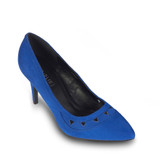 Suede Top Front Triangle Cut Out Detail High Heel Court Shoes