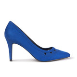 Suede Top Front Triangle Cut Out Detail High Heel Court Shoes