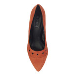 Suede Top Front Triangle Cut Out Detail High Heel Court Shoes