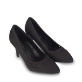 Suede Top Front Triangle Cut Out Detail High Heel Court Shoes