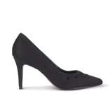 Suede Top Front Triangle Cut Out Detail High Heel Court Shoes
