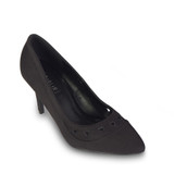 Suede Top Front Triangle Cut Out Detail High Heel Court Shoes