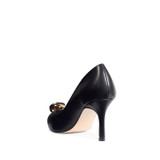 Gold Top Detail Pointed Heel Court Shoes Black