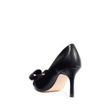 Bow Top Gold Detail Pointed Heel Court Shoes Luxury Black