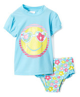 Toddler Girls' Rashguard and Bikini Bottoms 2-Piece Set, Colors: Pink, Bubblegum Pink, Coral & Turquoise