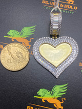 HEART 3D PHOTO PENDANT BAGUETTES  CZ-Diamonds high quality *FREE PICTURE INSTALLATION*