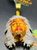 Gold Jesus with color enamel 3D pendant