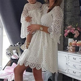 Mommy and Me White eyelet lace summer Dress