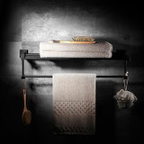 Elegant Wall Mounted Simple Bathroom Accessories Towel Rack Black Brass Double Bathroom Towel Bar Bathroom Shelves 81610