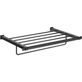 Black Wall 21.3" Towel Rack Bath Storage Shelf With Towel Bar Rail, Solid Brass