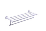 RENIST Bath Towel Rack with Towel Bar 24-Inch Solid Brass Bathroom Storage Organizer Shelf RUSTPROOF Wall Mount Polished Finish(9618-Double Towel Shelf)