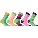 Womens 5-Pair Colorful Crew Socks - 6039