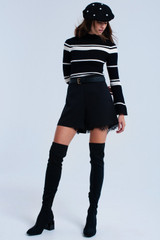 Cream Striped Black Sweater