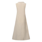 V neck Sleeveless Cotton Linen Sundress
