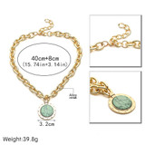 Vintage Green Stone Pendant Statement Necklace