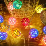 String Lights Rattan Ball Garlands indoor outdoor