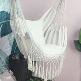Beige Hammock  with Cushions and Macrame tassels