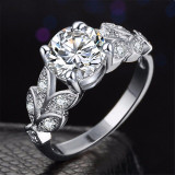 Crystal Leaf Shape Wedding Ring