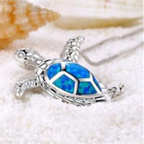 Blue Opal Sea Turtle Pendant Necklace Blue Opal Sea Turtle Pendant Necklace
