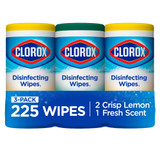Clorox Disinfecting Wipes, (225 Count Value Pack), Crisp Lemon and Fresh Scent - 3 Pack - 75 Count Each