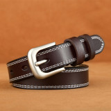 Women's Genuine Leather Vintage Style Pin Buckle Belt