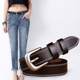 Women's Genuine Leather Vintage Style Pin Buckle Belt